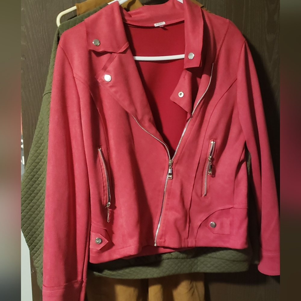 Women's Pink Moto Jacket - Size Small